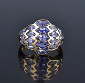 14K Gold Marquise Tanzanite Dome Cocktail Ring ON HOLD