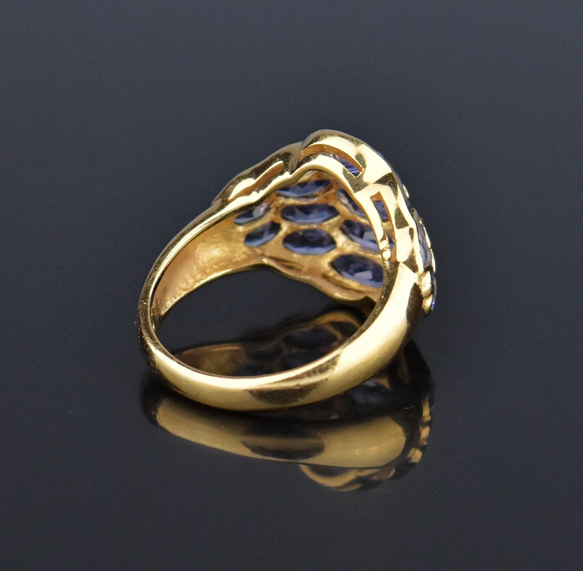 14K Gold Marquise Tanzanite Dome Cocktail Ring ON HOLD