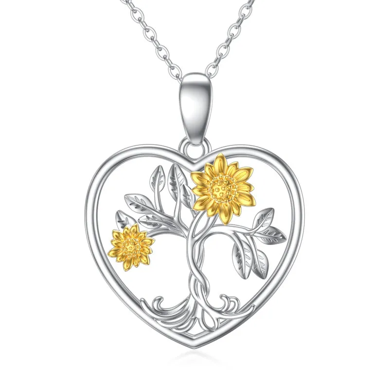 14K Gold Sunflower Necklace for Women You Are My Sunshine Gold Sunflower Pendant Necklace Jewelry Gifts