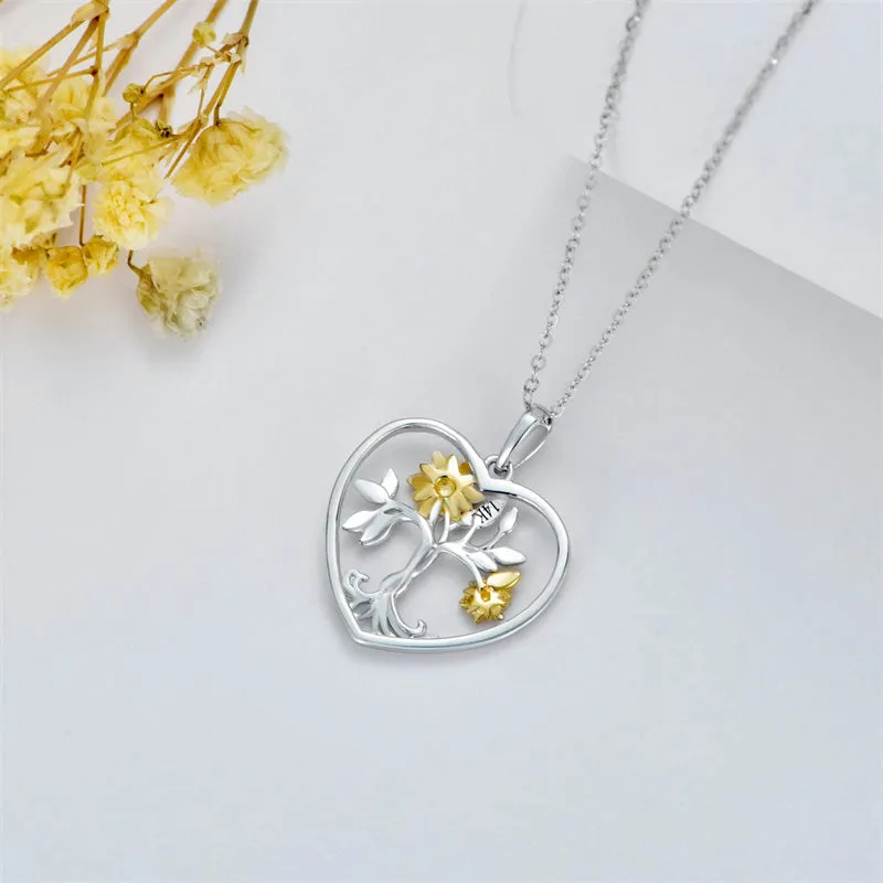 14K Gold Sunflower Necklace for Women You Are My Sunshine Gold Sunflower Pendant Necklace Jewelry Gifts