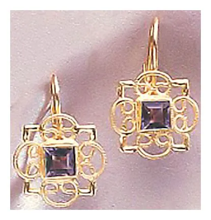 14k Rosette Iolite Earrings