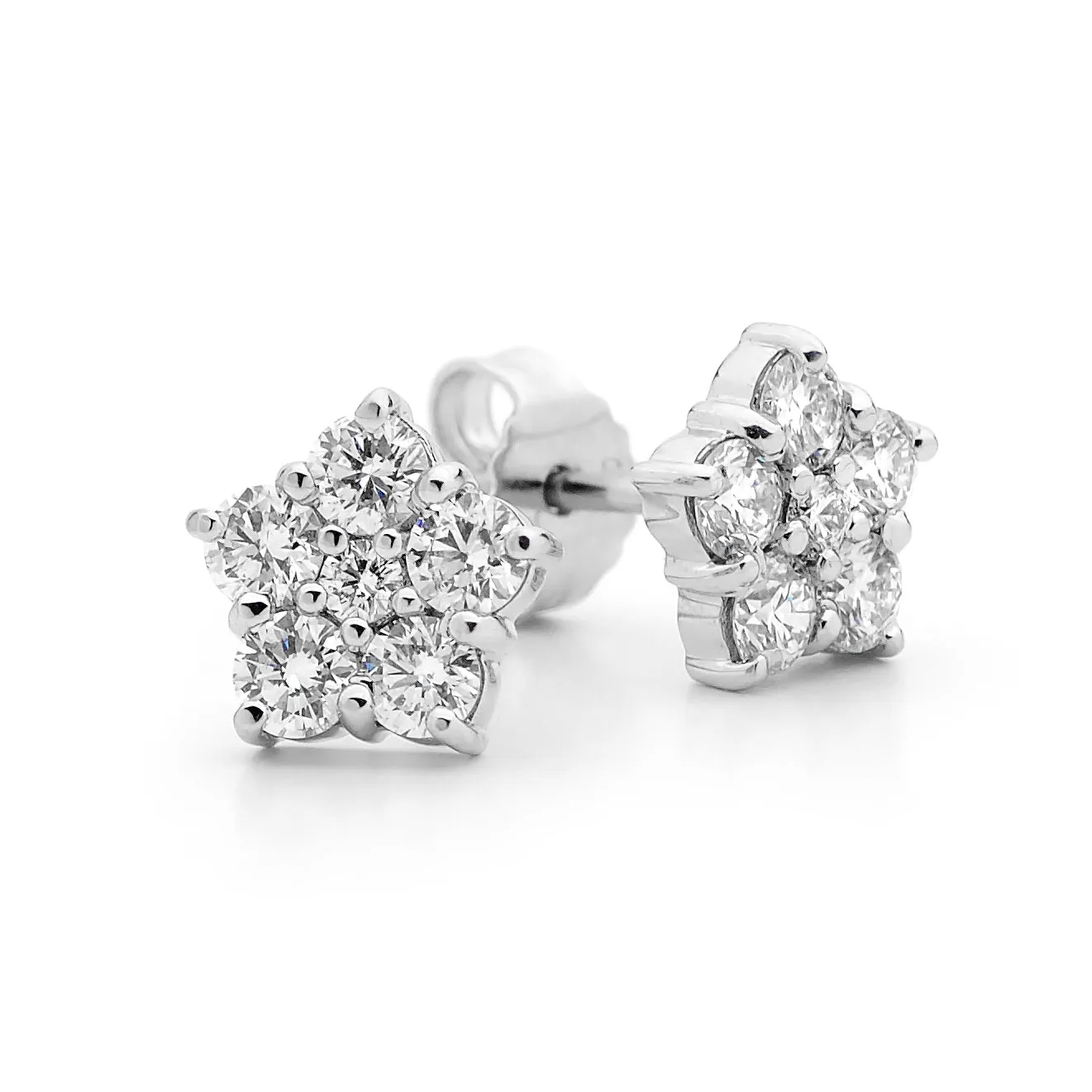 18ct White Gold 2 Centre Diamond Earrings