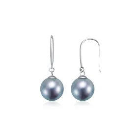 18K Gold Silver Blue Akoya Pearl Earrings KE00161