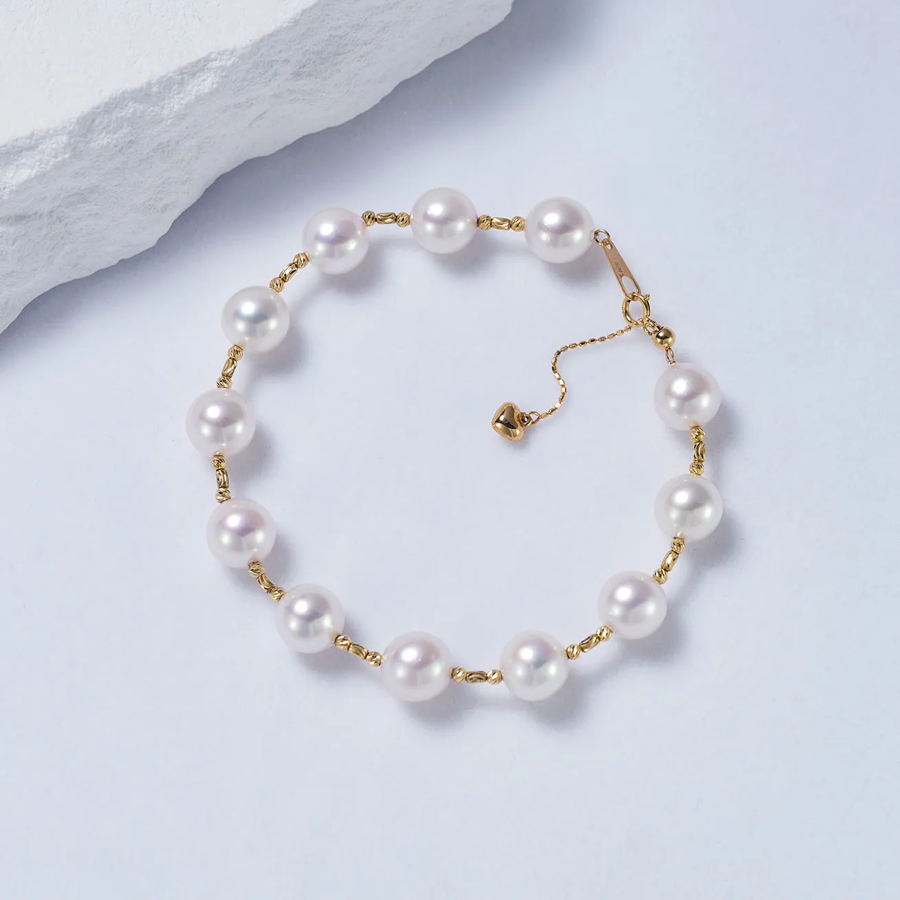 18K Solid Gold Akoya Pearl Bracelet KB00031