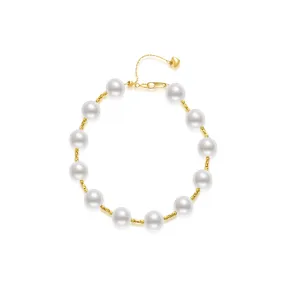 18K Solid Gold Akoya Pearl Bracelet KB00031