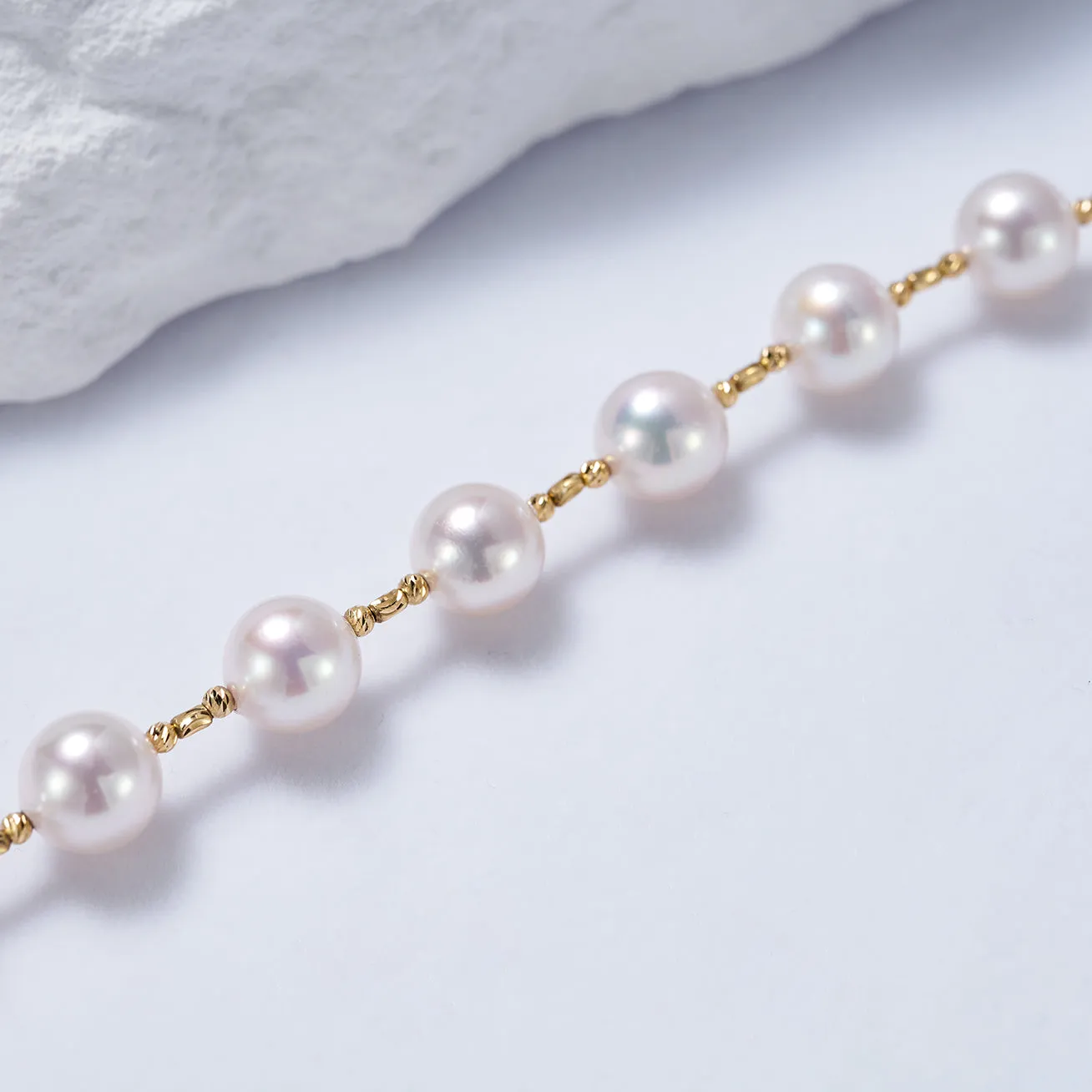 18K Solid Gold Akoya Pearl Bracelet KB00031