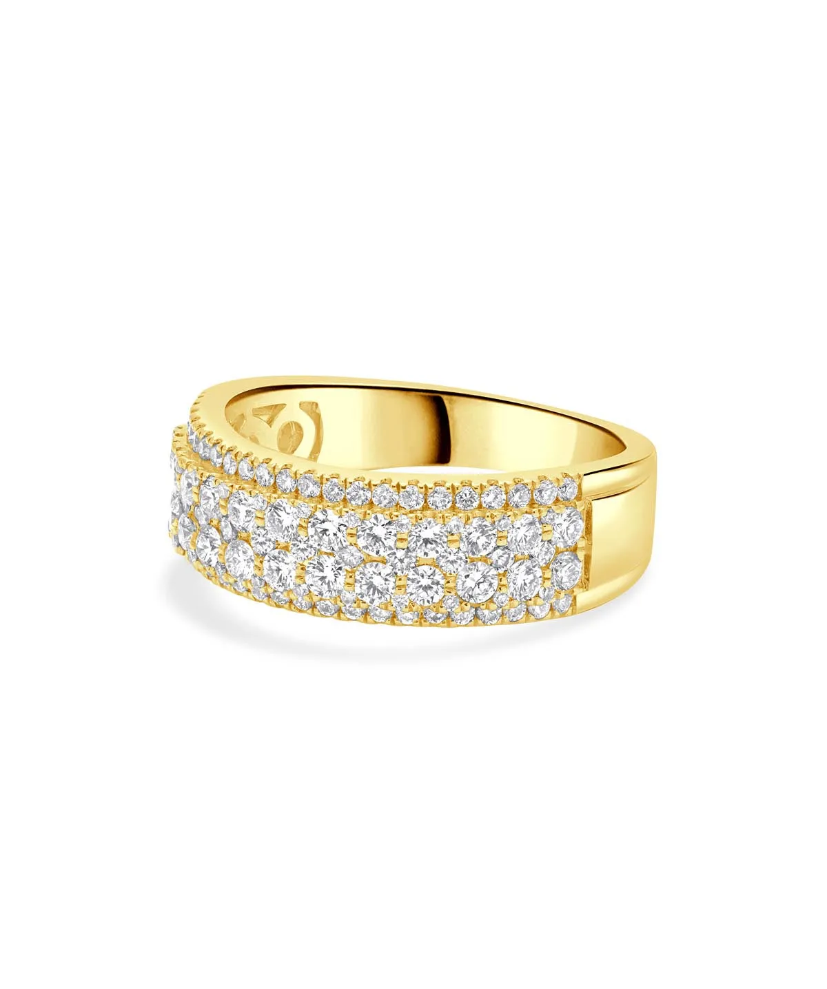 18K Yellow Gold Four Row Diamond Band Ring