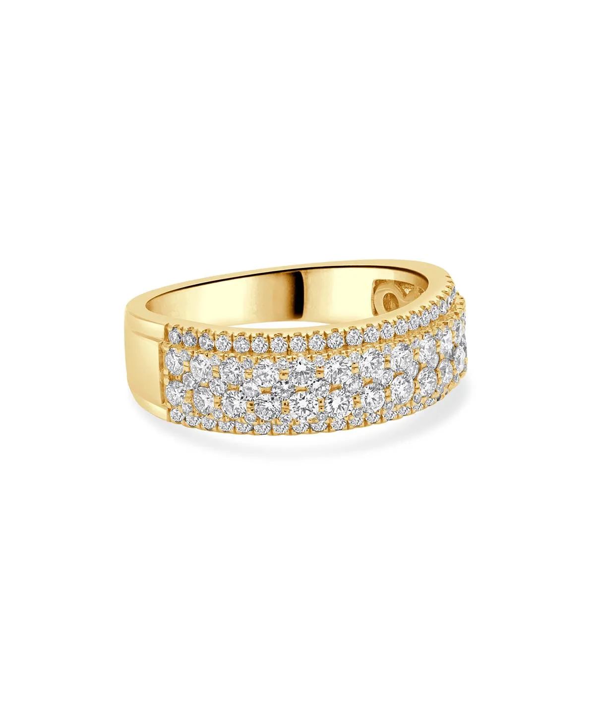 18K Yellow Gold Four Row Diamond Band Ring