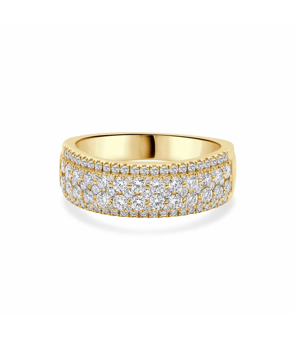 18K Yellow Gold Four Row Diamond Band Ring