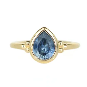 1.95ct Periwinkle Pear Sapphire Low Bezel Set Ring In 14k Yellow