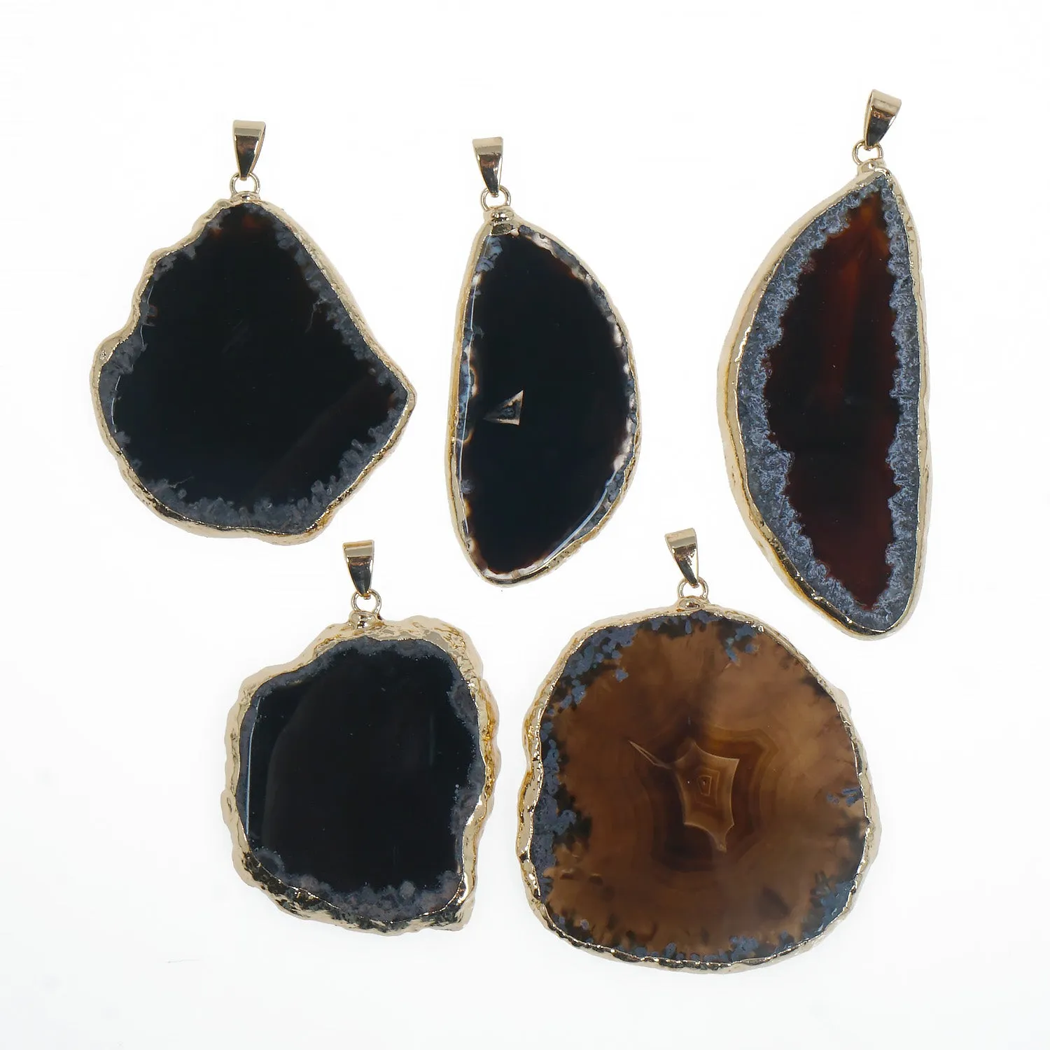 1PC Agate Slice with Gold Plated Edge Drusy Druzzy Agate Lace Slice Pendant - 7 Colors for choose 103763