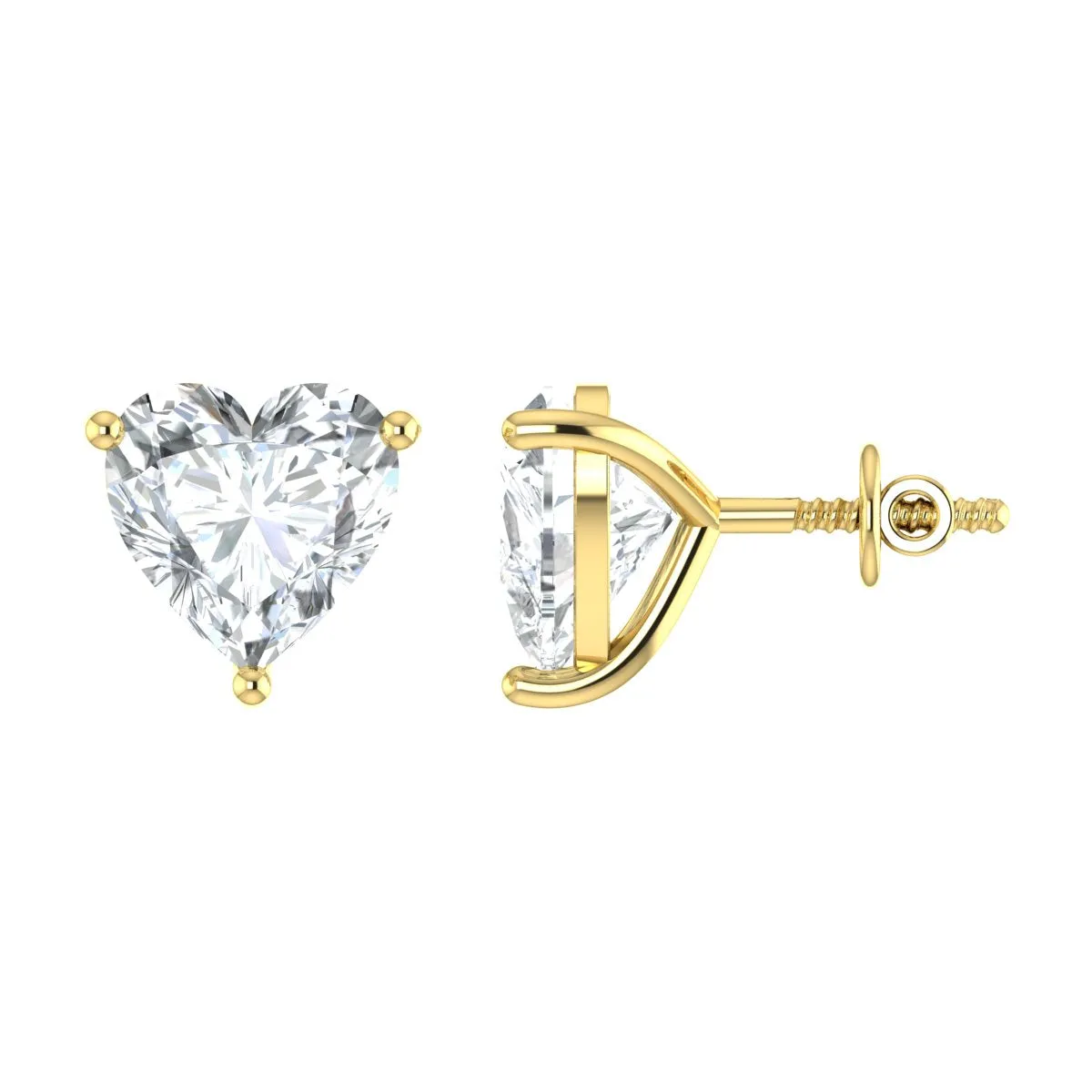 2 CT Brilliant Heart Cut Moissanite Earrings, 14K Solid Gold earrings