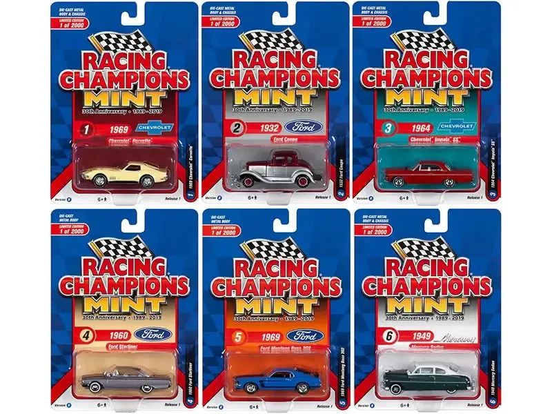 2019 Mint Release 1 "30th Anniversary" (1989-2019) Set B of 6 Cars Limited Edition to 2000 pieces Worldwide 1/64 Diecast Models by Racing Champions