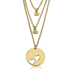 24K Gold Plated Layered Cut Out Personalised Initial Hearts Necklace