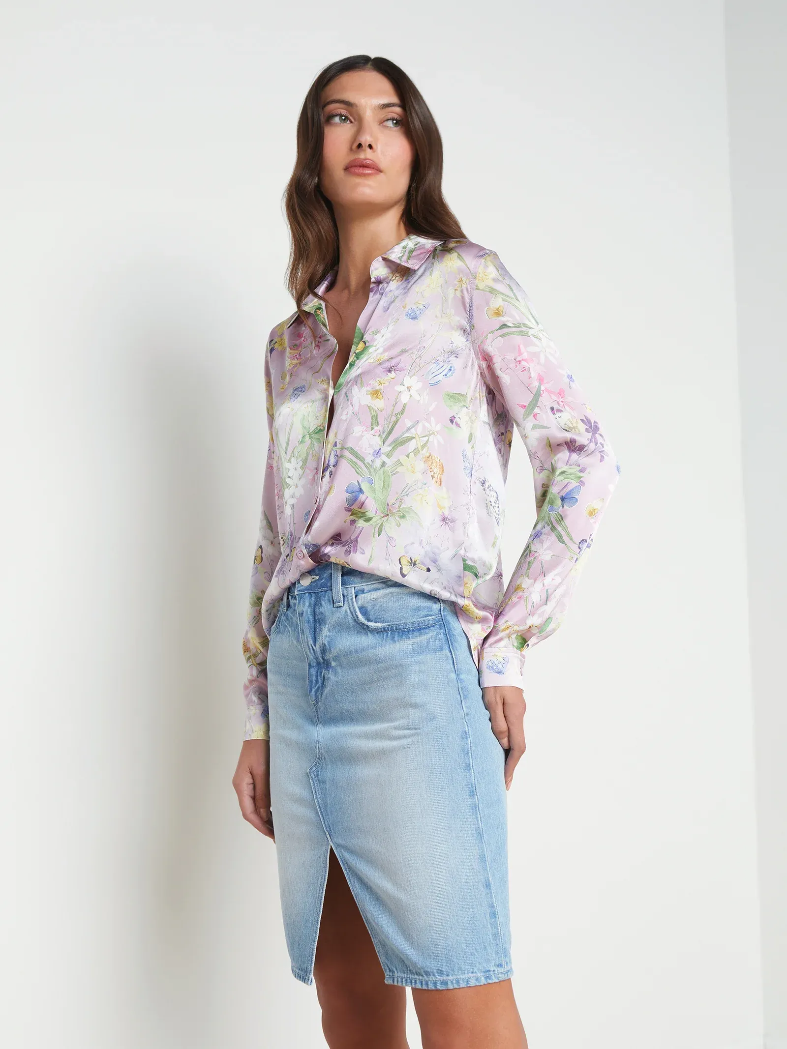 40223BAU L'AGENCE Tyler Silk Blouse