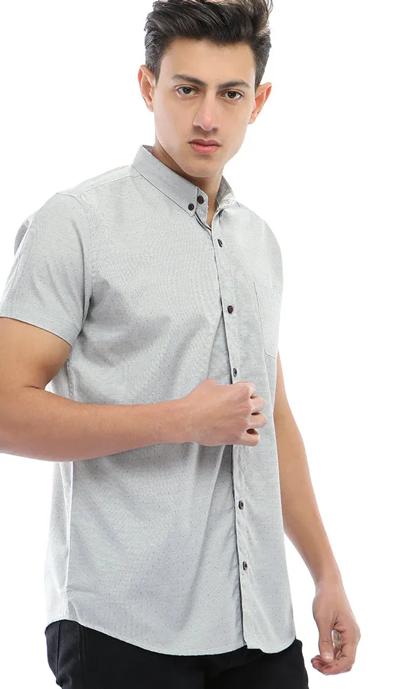 48230 Stitched Dot Short Sleeves Shirt - Light Grey