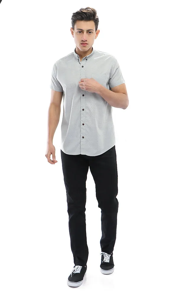 48230 Stitched Dot Short Sleeves Shirt - Light Grey