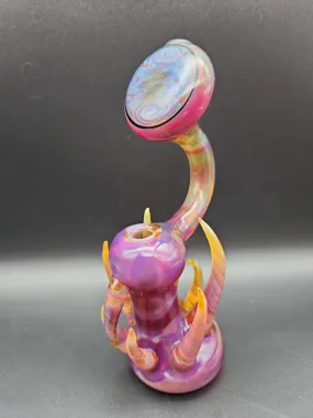 7.5 Fumed Satin Horned Wig Wag Bubbler- by SlynxxGlass