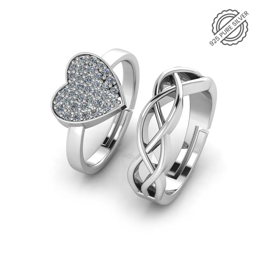 925 Pure Starling Silver Trendor Heart Decor Special and Celtic Knot Couple's Ring