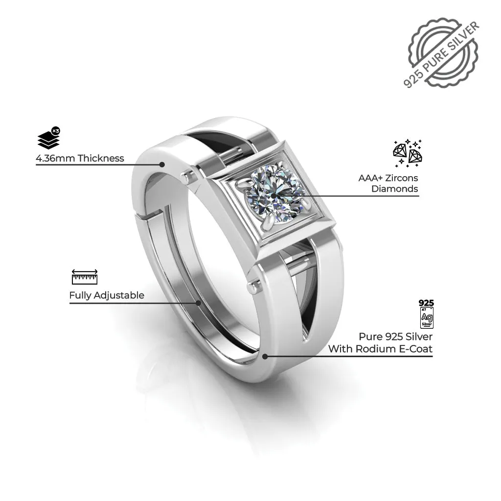 925 Pure Sterling Silver Bride Boom Facet and Stardom Special Couple's Ring