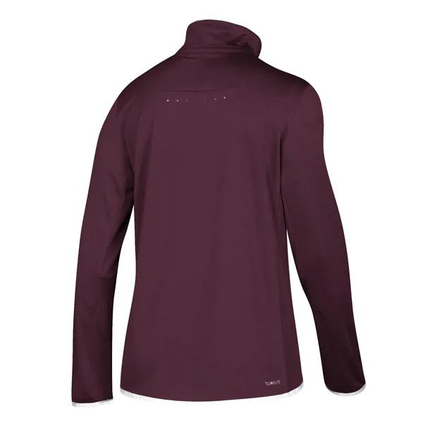 adidas Women's Maroon/White Team Iconic Knit Long Sleeve Quarter Zip