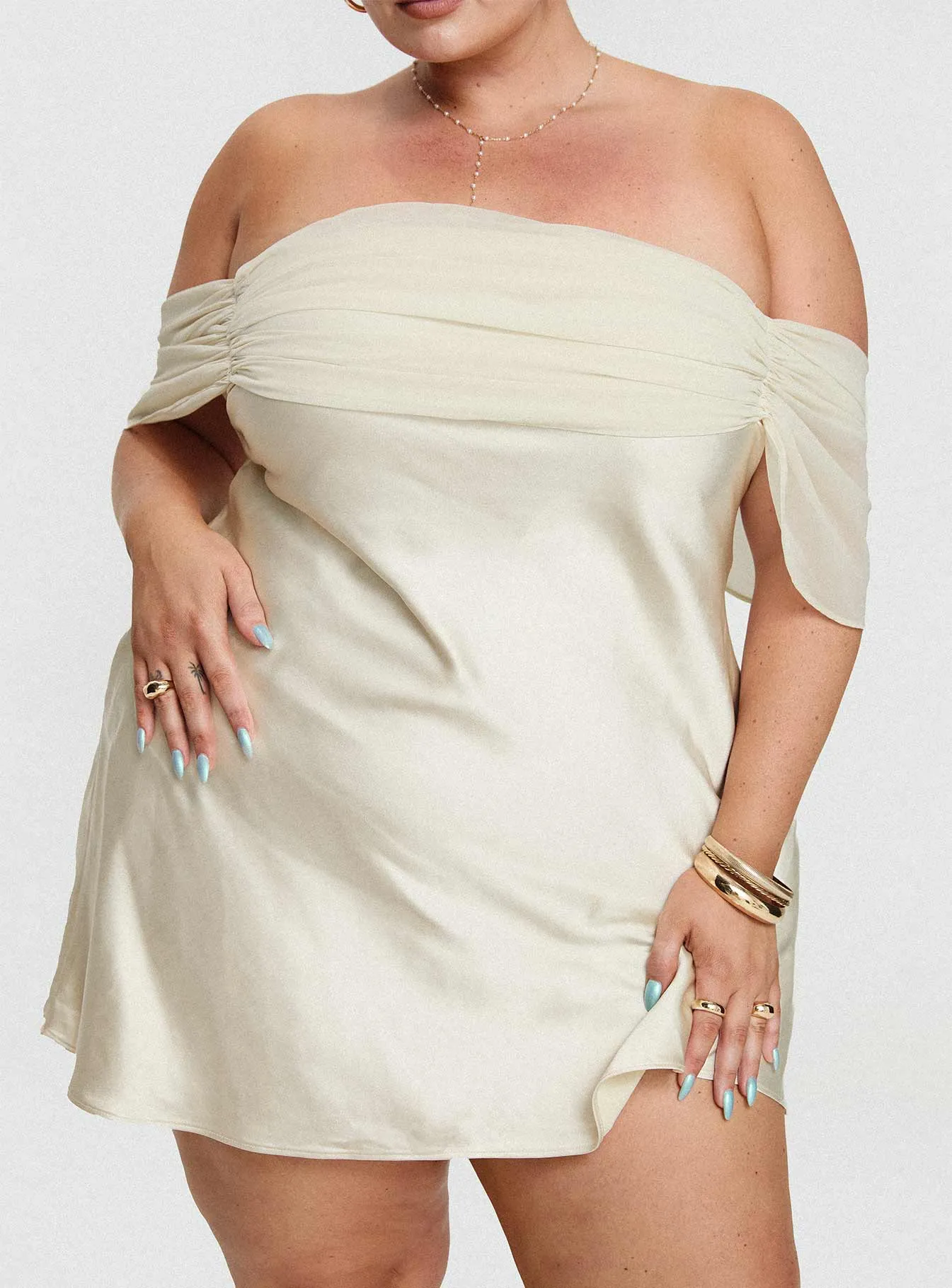 Adoration Mini Dress Cream Curve