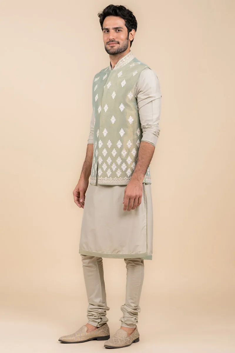 All Over Embroidered Kurta Bundi Set