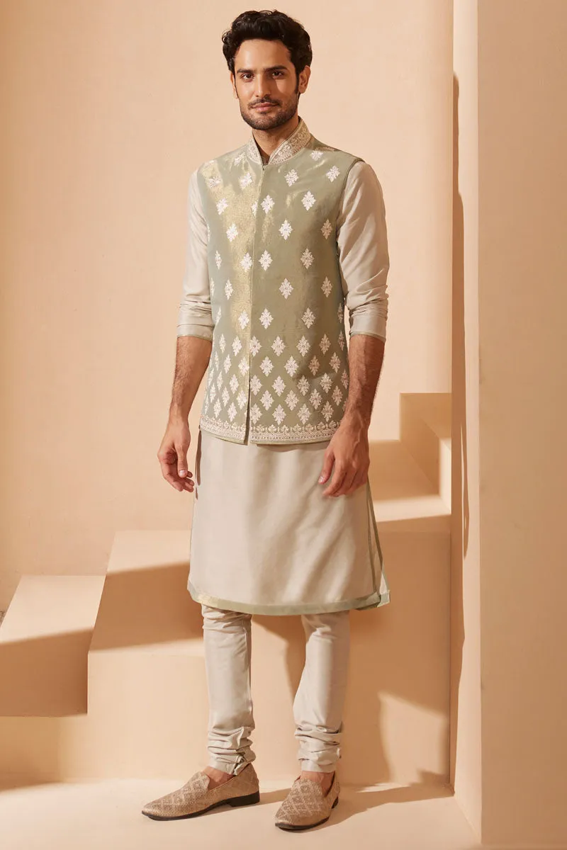 All Over Embroidered Kurta Bundi Set