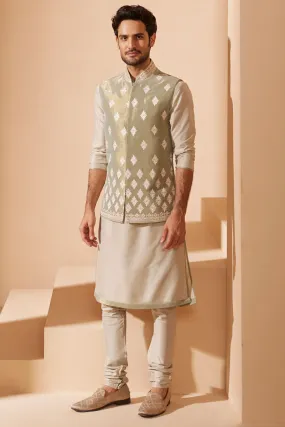 All Over Embroidered Kurta Bundi Set