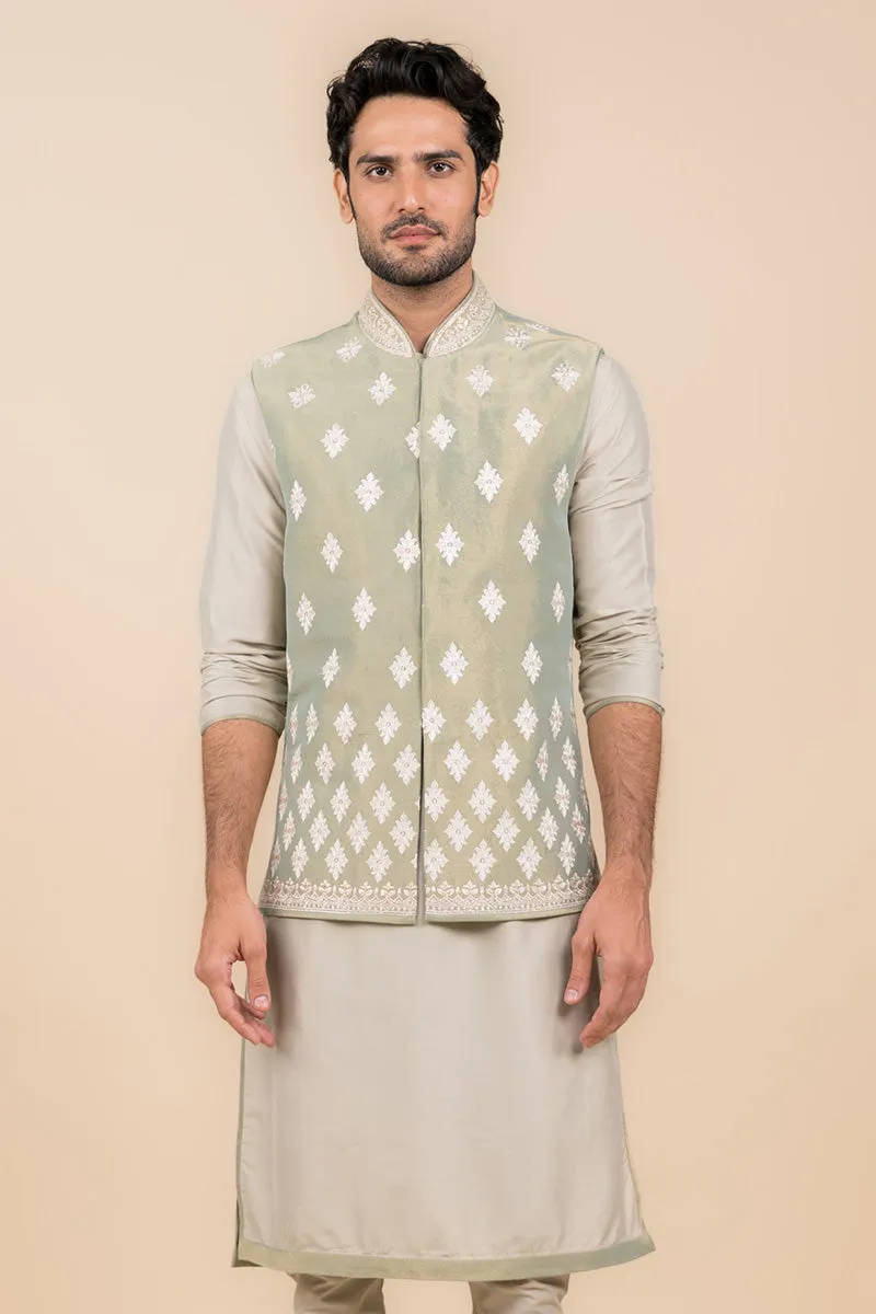 All Over Embroidered Kurta Bundi Set