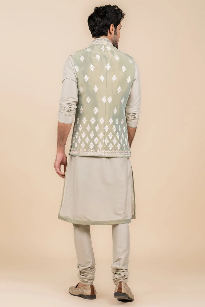 All Over Embroidered Kurta Bundi Set