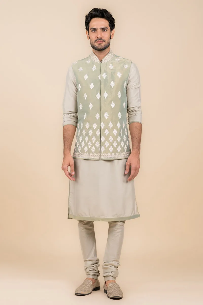 All Over Embroidered Kurta Bundi Set