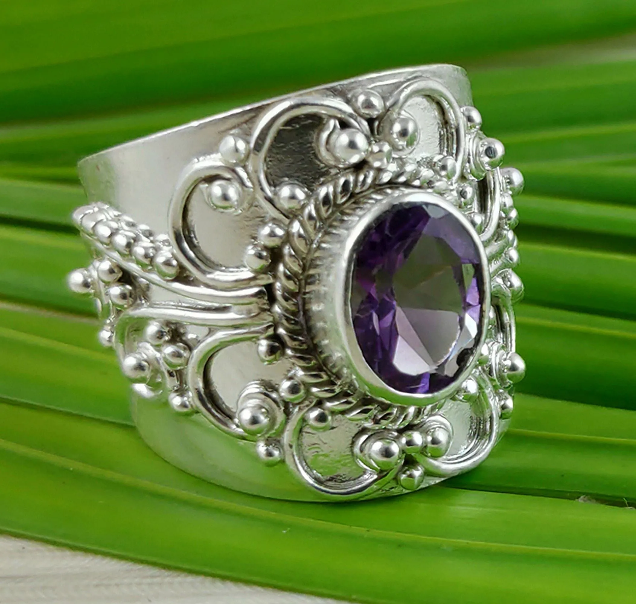 Amethyst Oval 925 Solid Sterling Silver Handmade Women Ring US size 4 to 13