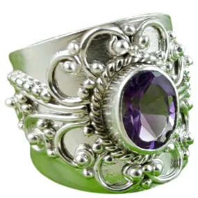 Amethyst Oval 925 Solid Sterling Silver Handmade Women Ring US size 4 to 13