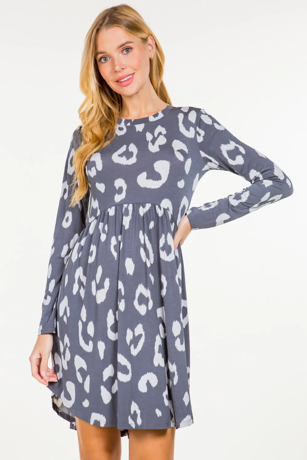 Animal Print Dress - Long Sleeve