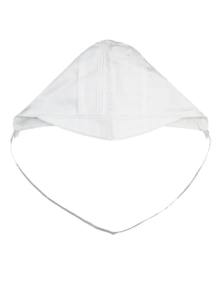 Baby Boys White Satin Cotton Pin-Tucking Buttons Hat 0-12M