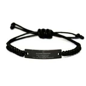 Badass Claims Adjuster Gifts, I'm Claims Adjuster not a magician, Sarcastic Black Rope Bracelet for Claims Adjuster Birthday Christmas for  Men, Women, Friends, Coworkers