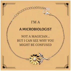 Badass Microbiologist Gifts, I'm Microbiologist not a magician, Sarcastic Sunflower Bracelet for Microbiologist Birthday Christmas for  Men, Women, Friends, Coworkers