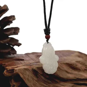 Baikalla Genuine Mutton Fat White Nephrite Jade  BaiCai (Lucky Cabbage) Pendant Necklace