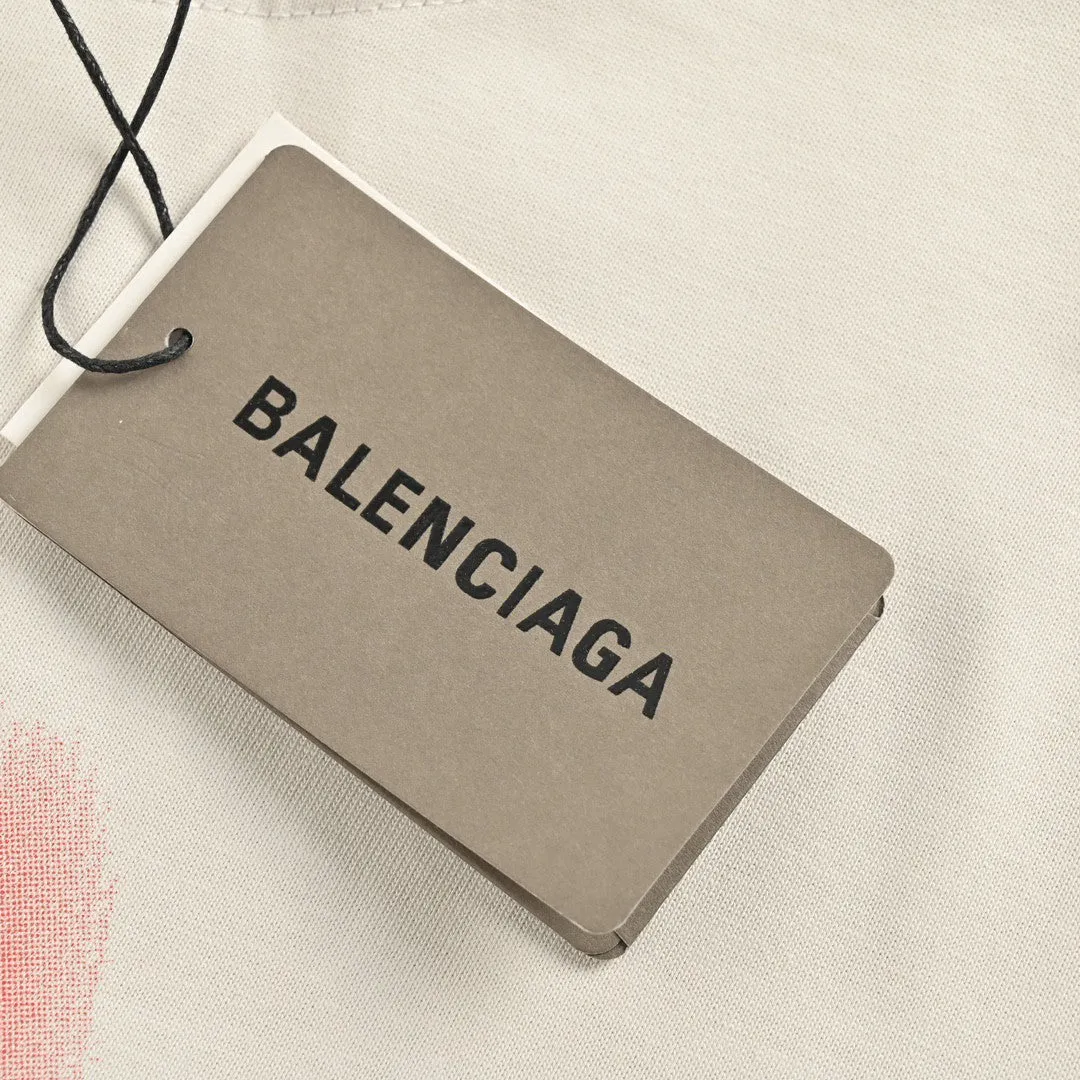 Balenciaga Beige T-Shirt with Abstract Graphic