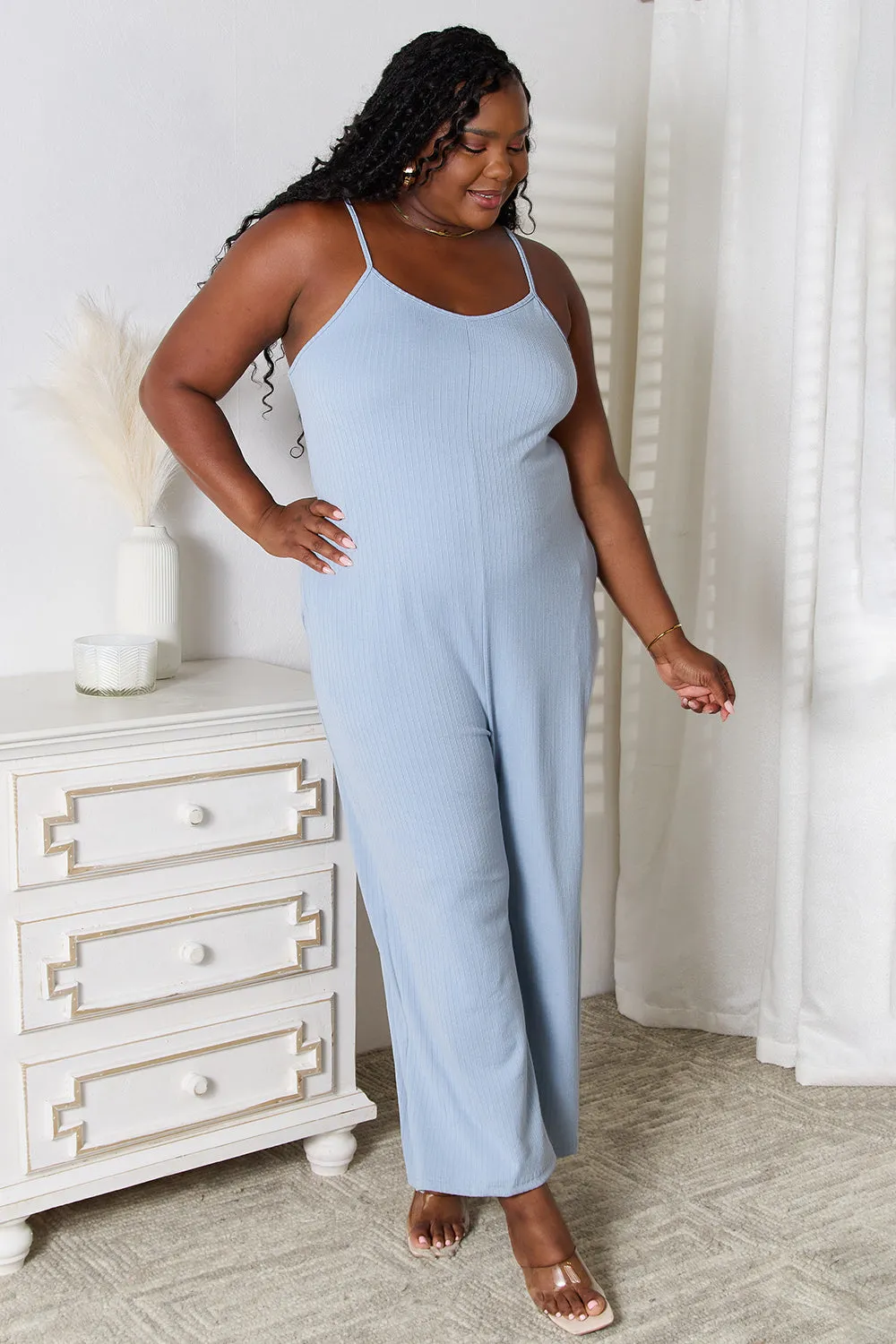 Basic Bae Plus Size Spaghetti Strap V-Neck Jumpsuit