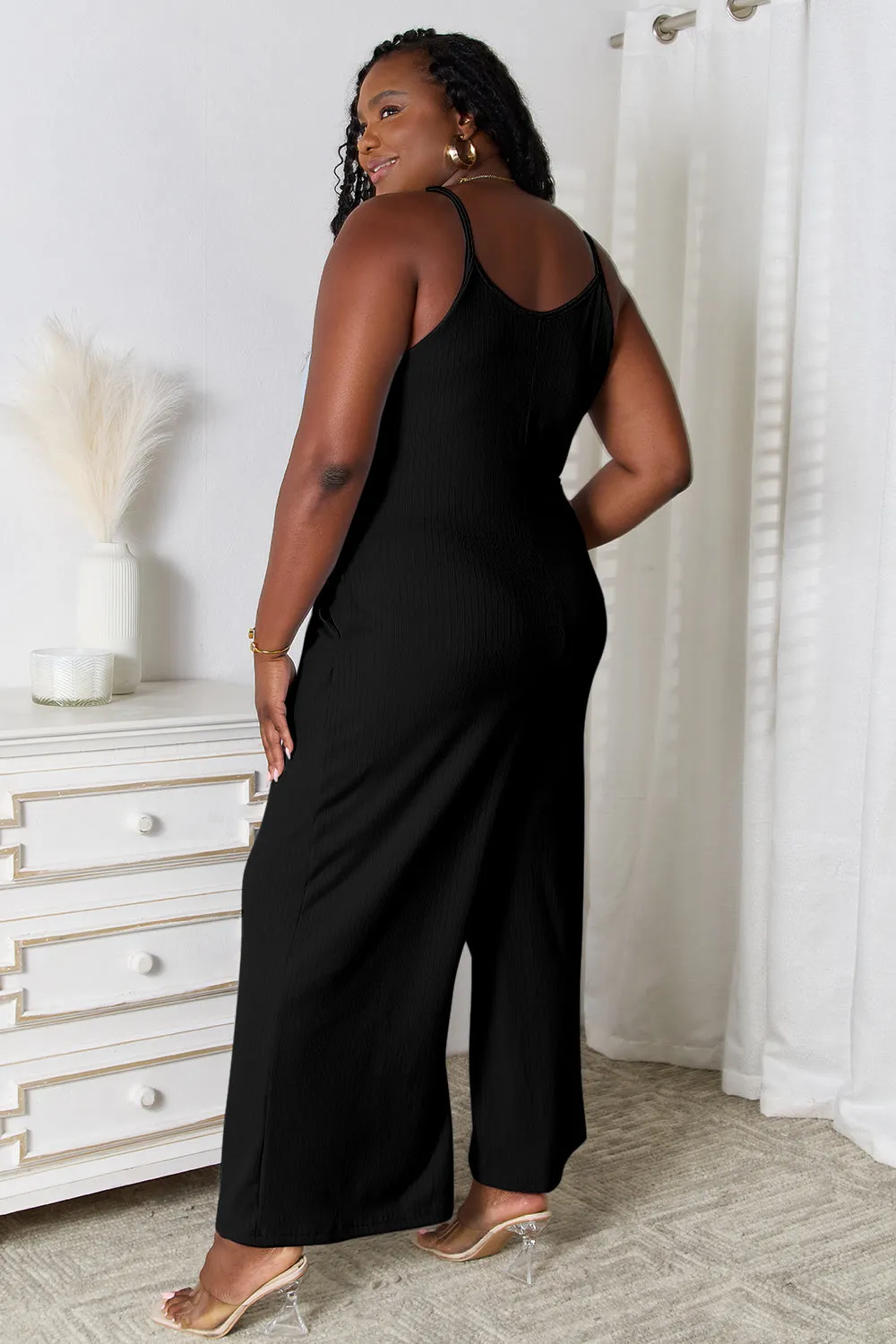 Basic Bae Plus Size Spaghetti Strap V-Neck Jumpsuit