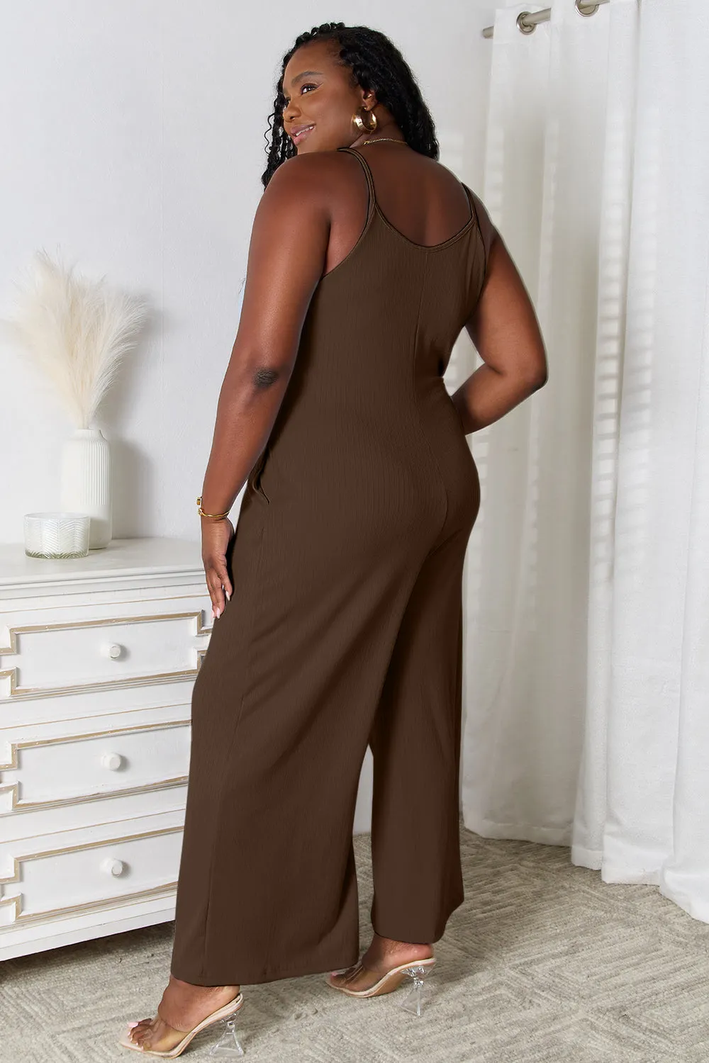 Basic Bae Plus Size Spaghetti Strap V-Neck Jumpsuit