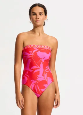 Birds Of Paradise DD Bandeau One Piece - Chilli Red