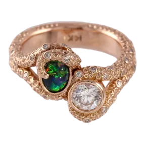 Black Lightning Ride Opal & Diamond Octopus “Kai” Ring