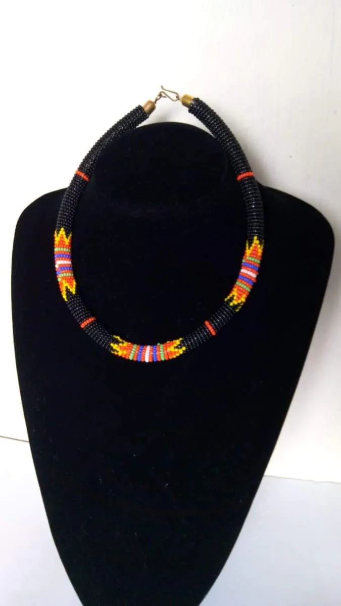 Black Maasai Beaded Necklace Unique Design