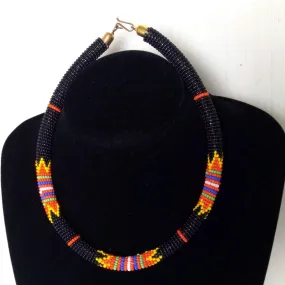 Black Maasai Beaded Necklace Unique Design