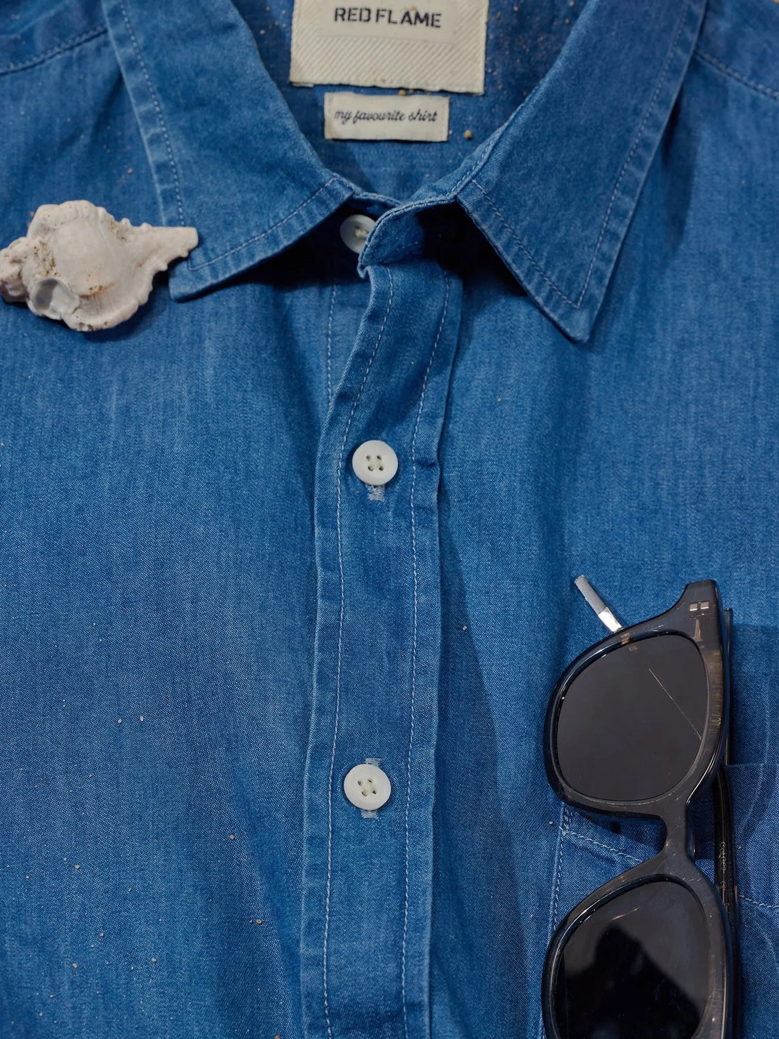 Blue Denim Solid Casual Shirt