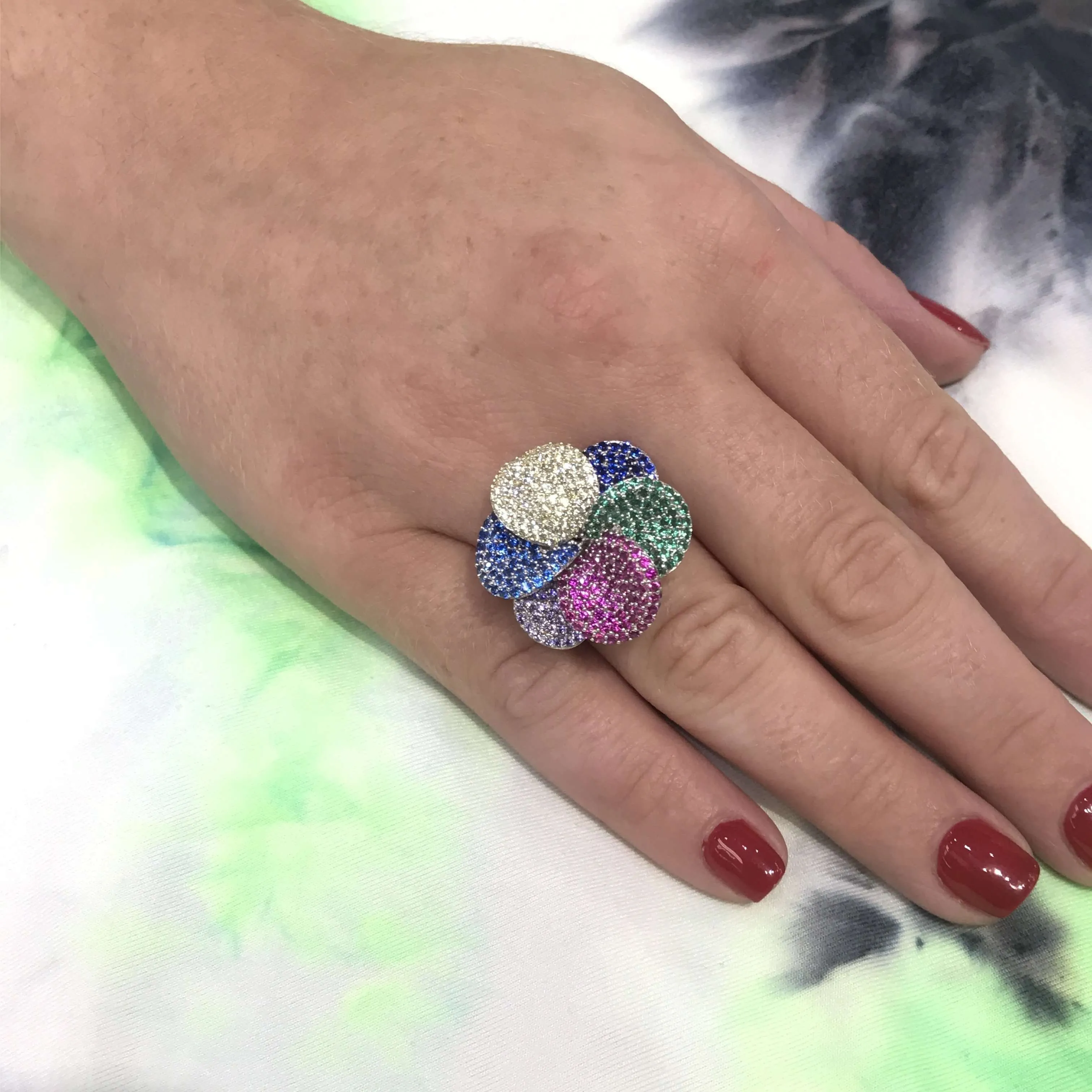 Bright Rainbow Flower Ring