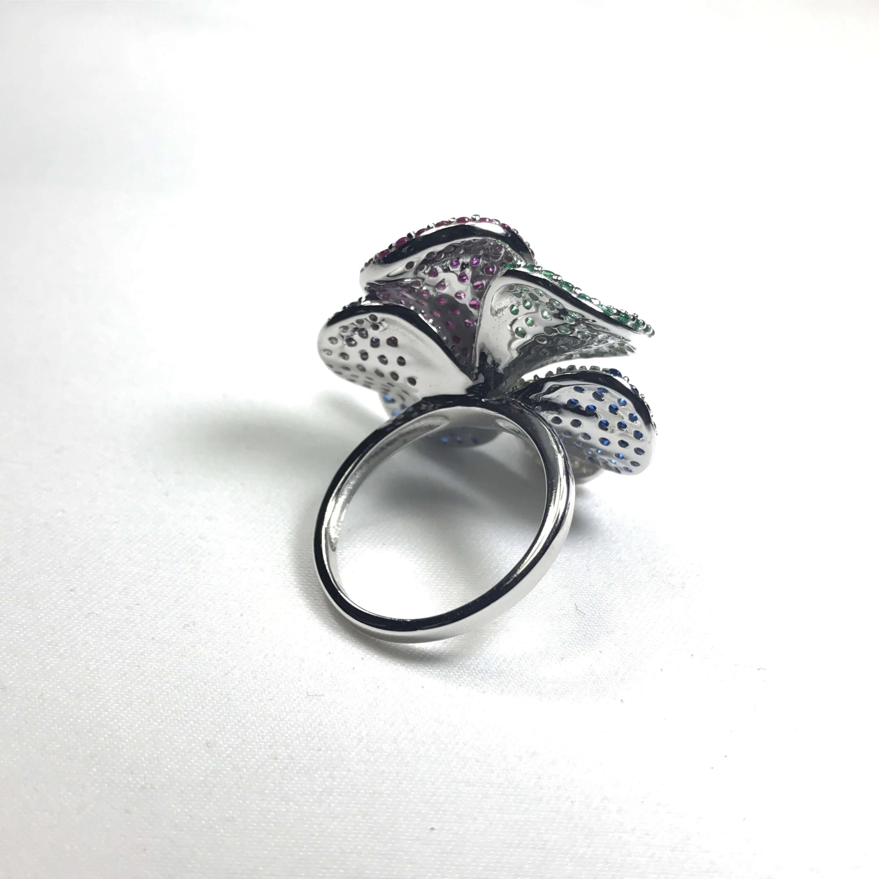 Bright Rainbow Flower Ring